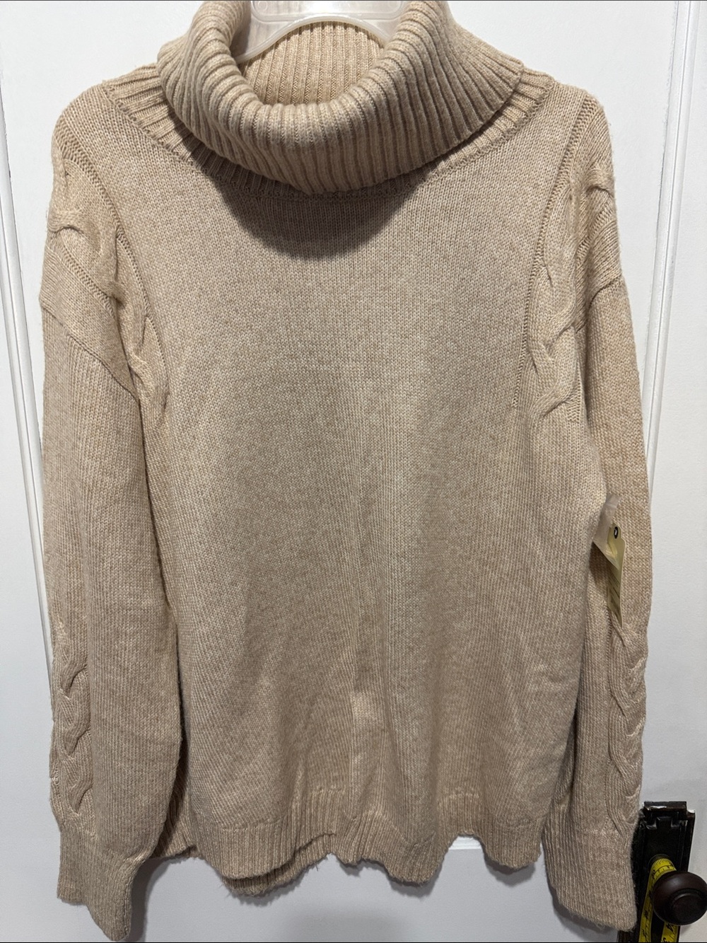 St. John's Bay Beige Ribbed Cowl-Neck Sweater